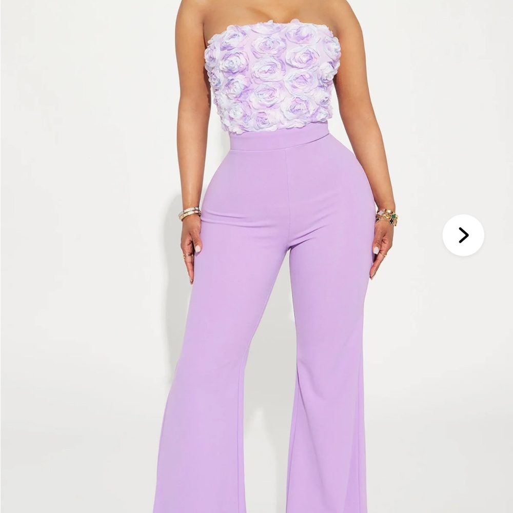 Lavender Strapless Jumpsuit with Floral Bodice
